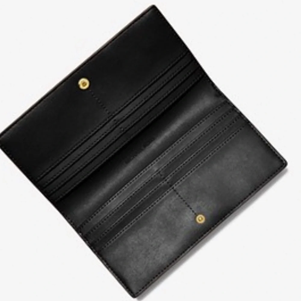 MICHAEL KORS Reed Large Pebbled Leather Snap Wallet Style# 35S3G6RE3L Black  NWT